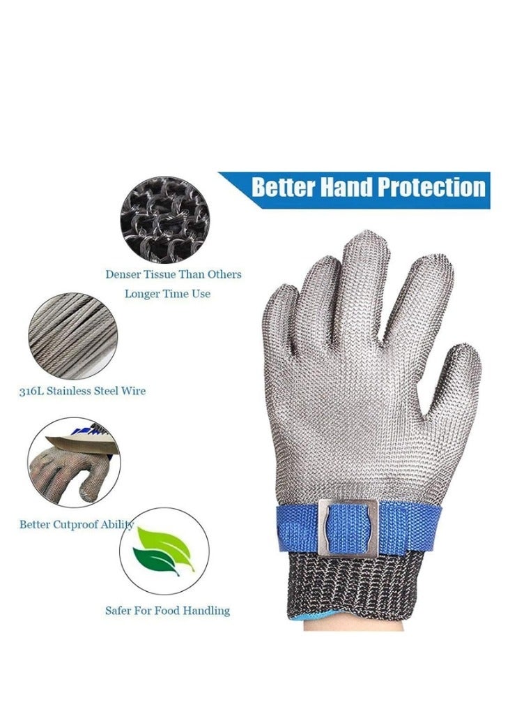 A9 Cut Resistant Gloves-Stainless Steel Wire Metal Mesh Butcher Safety Work Gloves for Meat Cutting, and fishing Size XL - Image 5