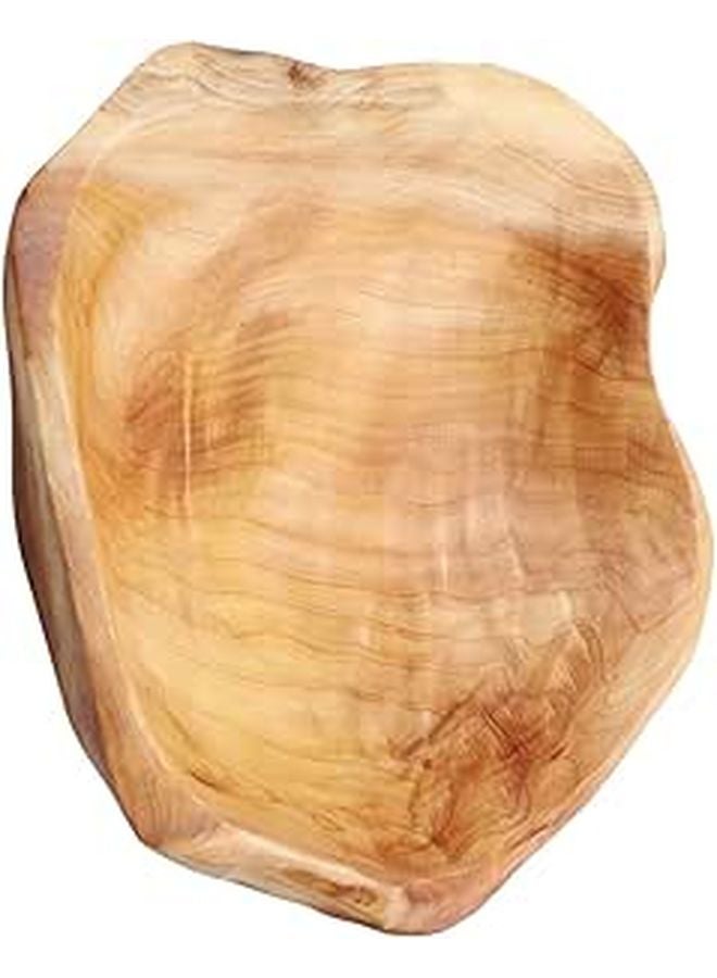 Hand Carved Wooden Fruit Bowl 15cm Rustic Salad Serving Tray Home Restaurant Decor - Image 1