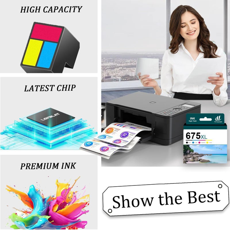 2 Pack Ink Cartridge Replacement 1 Black 1 Tricolor Size Normal Compatible Printers - Image 5
