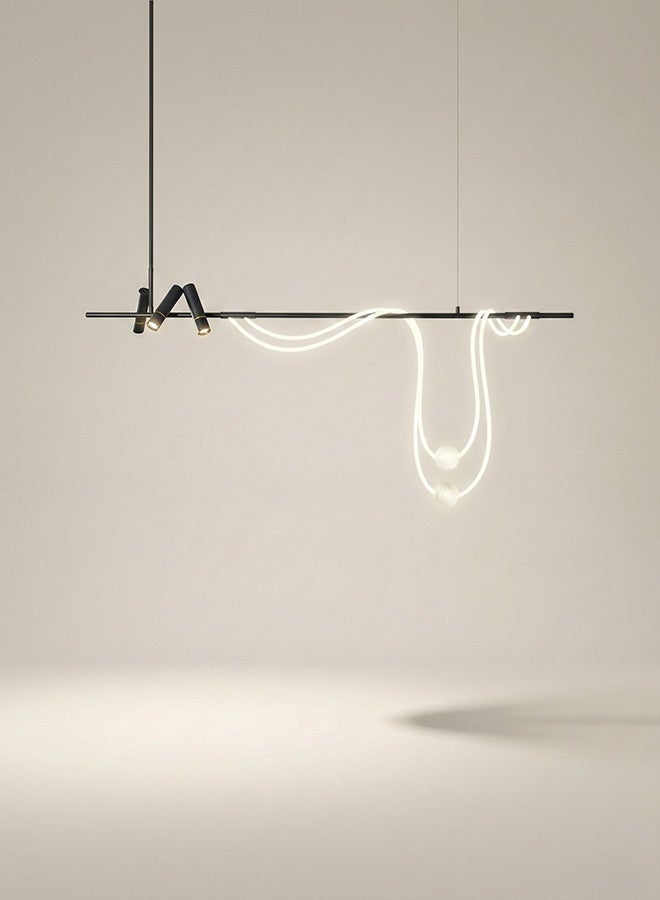  سبولكس إضاءة عصرية من SPOLUX، ثريا خطية معلقة، لون أسود، 150×152 سم، مناسبة لغرف الطعام، قاعات الاجتماعات، والمتاجر، مع مصباح مسار - Image 1