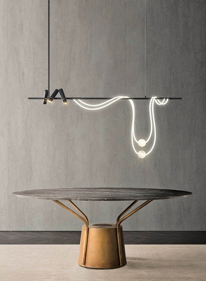  سبولكس إضاءة عصرية من SPOLUX، ثريا خطية معلقة، لون أسود، 150×152 سم، مناسبة لغرف الطعام، قاعات الاجتماعات، والمتاجر، مع مصباح مسار - Image 2