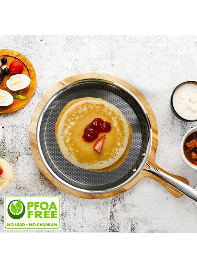 JUGTE Stainless Steel Honeycomb Frying Pan Non-Stick Pan with Stainless Steel Handle Stay Cool Non Toxic Dishwasher and Oven Safe Suitable for All Hob Types (26 CM DOSA) - Image 2