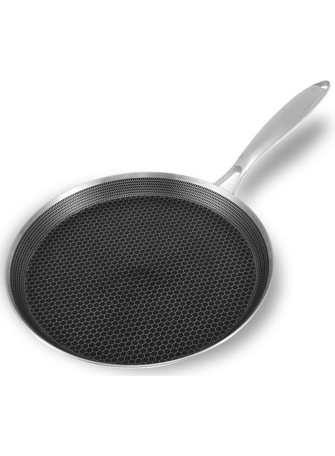 JUGTE Stainless Steel Honeycomb Frying Pan Non-Stick Pan with Stainless Steel Handle Stay Cool Non Toxic Dishwasher and Oven Safe Suitable for All Hob Types (26 CM DOSA) - Image 1