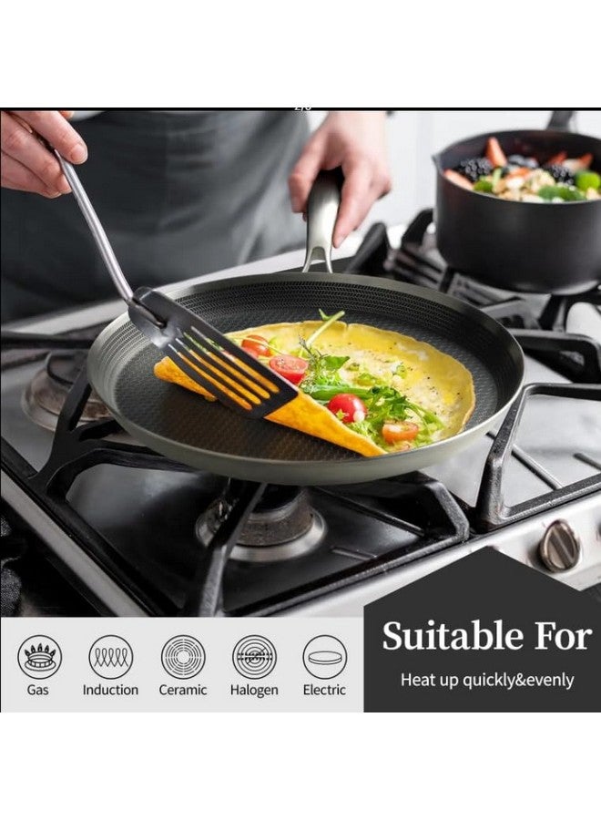 JUGTE Stainless Steel Honeycomb Frying Pan Non-Stick Pan with Stainless Steel Handle Stay Cool Non Toxic Dishwasher and Oven Safe Suitable for All Hob Types (26 CM DOSA) - Image 3