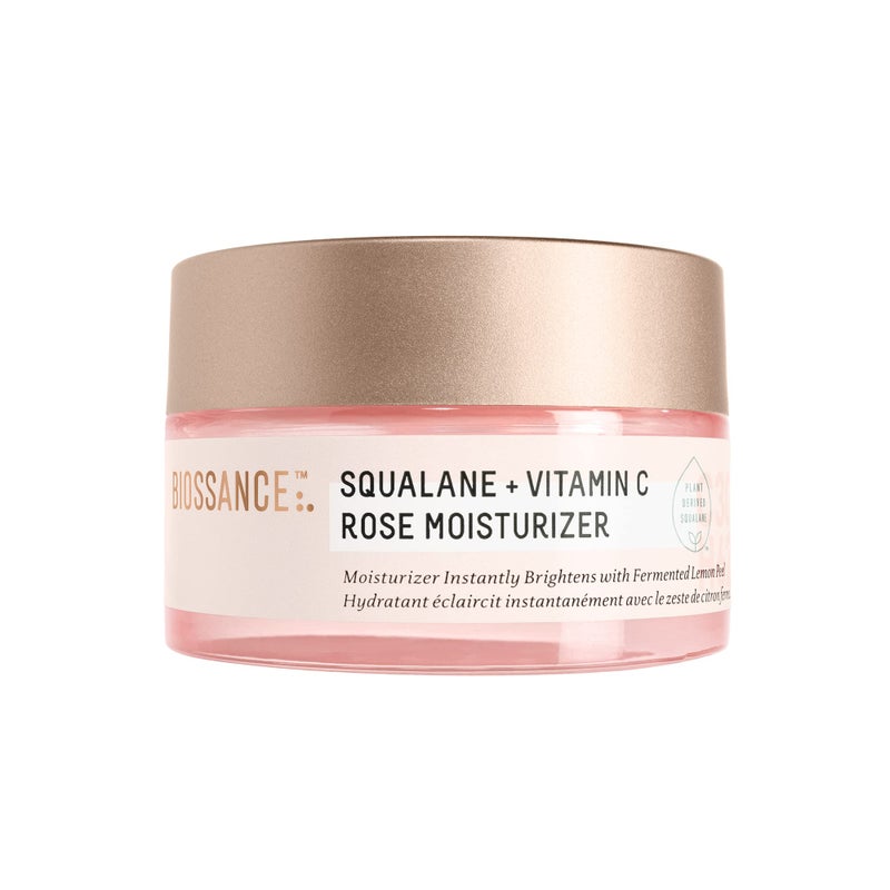 BIOSSANCE Squalane Vitamin C Rose Face Moisturizer AntioxidantRich DayNight Face Lotion Hydrates and Smooths Fine Lines Even Skin Tone Reduce Discoloration For Radiant Skin 169 Fl Oz