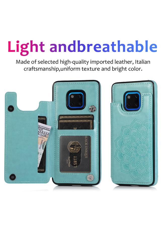 اس-توب جراب لهاتف Huawei Mate 20 Pro بتصميم ماندالا مزدوج الإبزيم مصنوع من مادة البولي يوريثان الحراري والبولي يوريثان الحراري مع فتحات للبطاقات وحامل وإطار للصور - Image 5