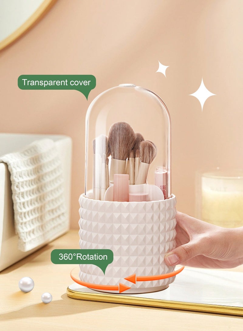 HomarKet Makeup Brush Holder-360° Rotating Multi-Functional Cosmetics Make up Brush Organizer,Multi-Purpose Desktop Stationary Organizer,Storage Cup for Lipsticks, Comb, Beauty Tool in Vanity (White) - Image 3