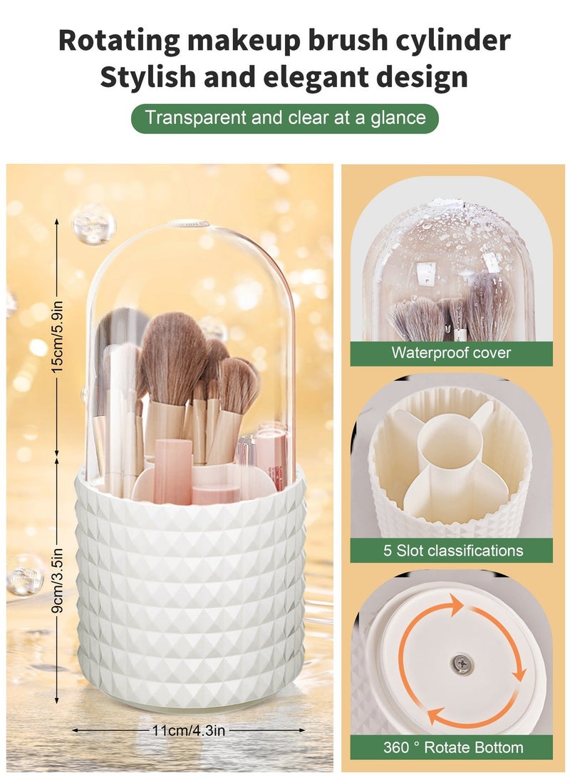 HomarKet Makeup Brush Holder-360° Rotating Multi-Functional Cosmetics Make up Brush Organizer,Multi-Purpose Desktop Stationary Organizer,Storage Cup for Lipsticks, Comb, Beauty Tool in Vanity (White) - Image 5