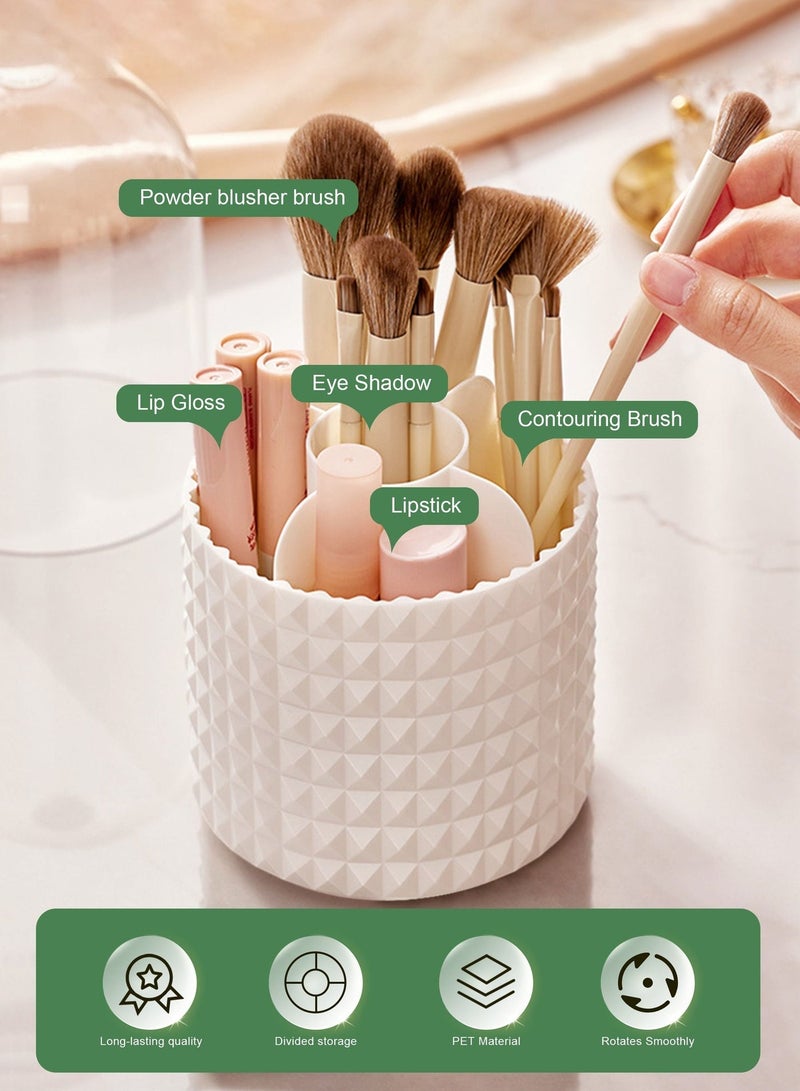 HomarKet Makeup Brush Holder-360° Rotating Multi-Functional Cosmetics Make up Brush Organizer,Multi-Purpose Desktop Stationary Organizer,Storage Cup for Lipsticks, Comb, Beauty Tool in Vanity (White) - Image 2