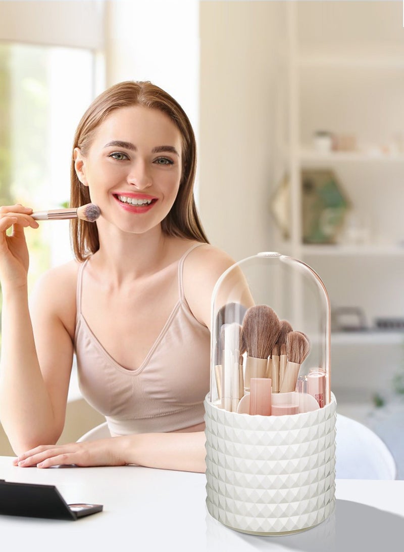 HomarKet Makeup Brush Holder-360° Rotating Multi-Functional Cosmetics Make up Brush Organizer,Multi-Purpose Desktop Stationary Organizer,Storage Cup for Lipsticks, Comb, Beauty Tool in Vanity (White) - Image 1
