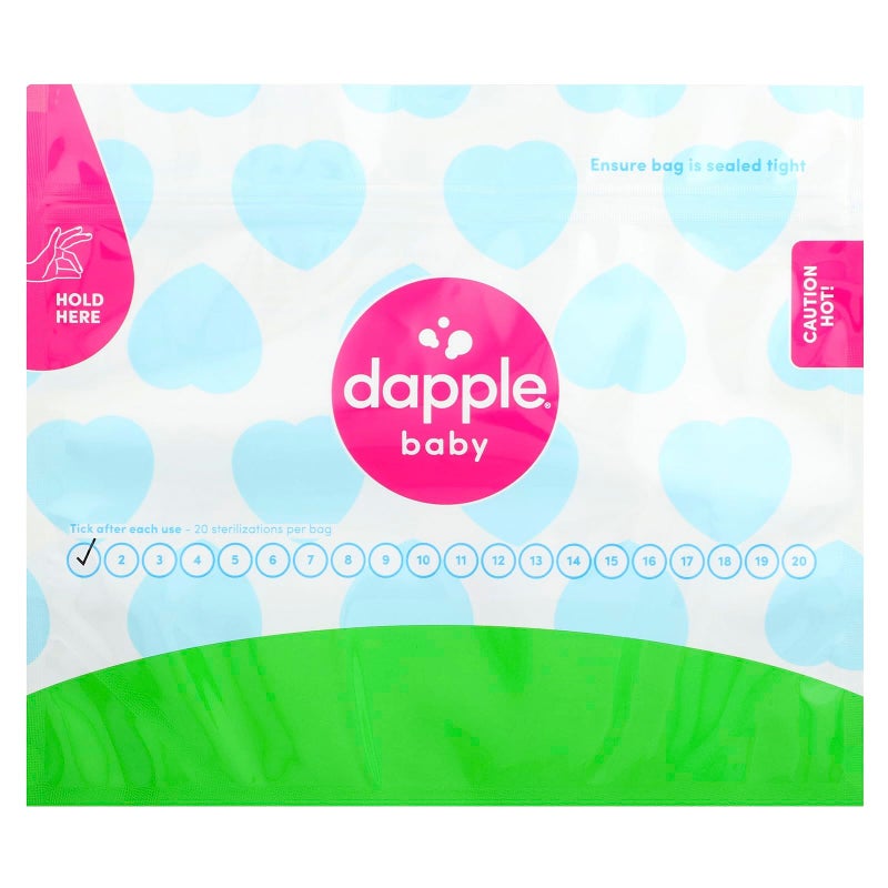 Dapple Baby Microwave Sterilizer Bags, Reusable for Breast Pump Parts & Baby Bottle, 20 Uses Per Bag, Great for Travel & Office, 8 Count (Pack of 1) - Image 3