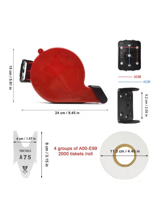 Generic - Take A Number Dispenser Ticket Dispenser Pick A Number Machi ne For Counter Queuing System Red ( Include Tickets Roll) - Image 1