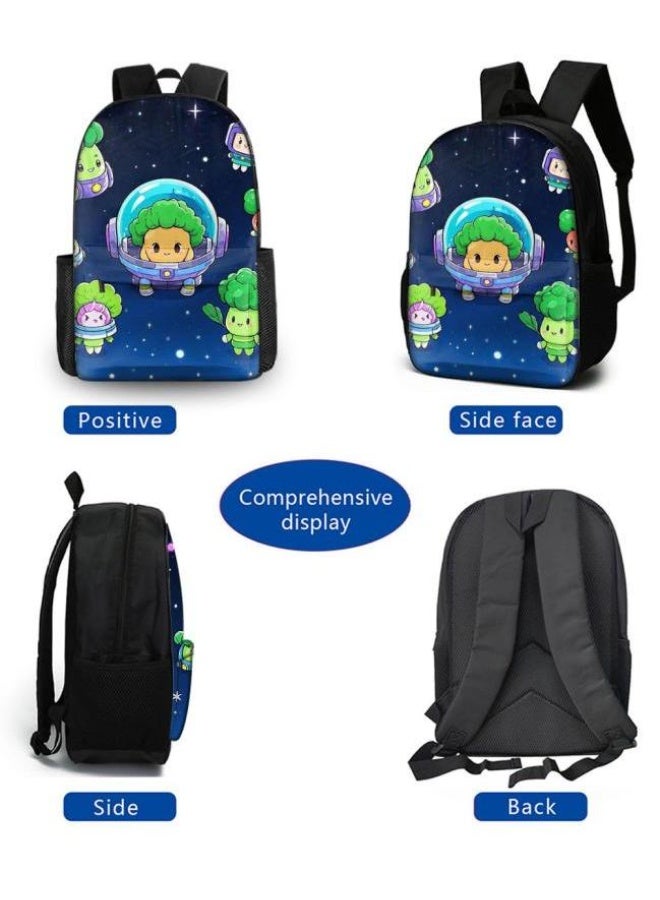 Cartoon three-piece schoolbag with front pocket