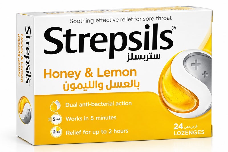 Strepsils Honey & Lemon Lozenges 24’s (Soothing Relief for Sore Throat) - Image 1