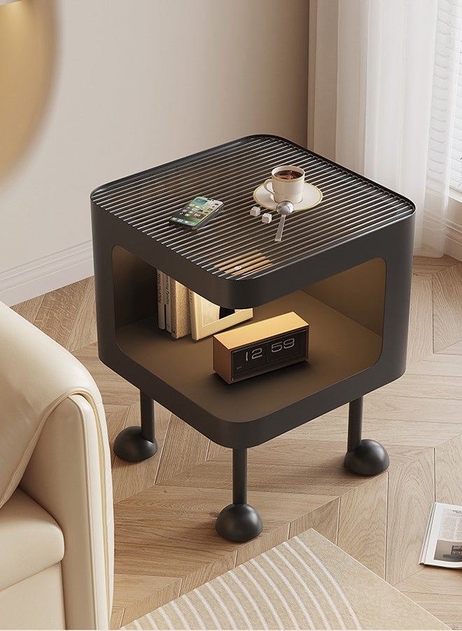 JCB CHIC طاولة سرير ذكية، طاولة جانبية ذات رفوف مفتوحة للتخزين، طاولة جانبية للأريكة، مزودة بأضواء LED، خزانة تخزين حديثة متعددة الوظائف - Image 1