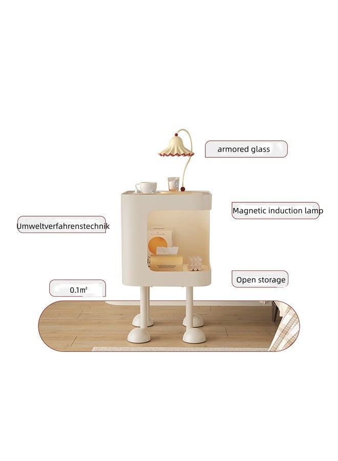 JCB CHIC طاولة سرير ذكية، طاولة جانبية ذات رفوف مفتوحة للتخزين، طاولة جانبية للأريكة، مزودة بأضواء LED، خزانة تخزين حديثة متعددة الوظائف - Image 3