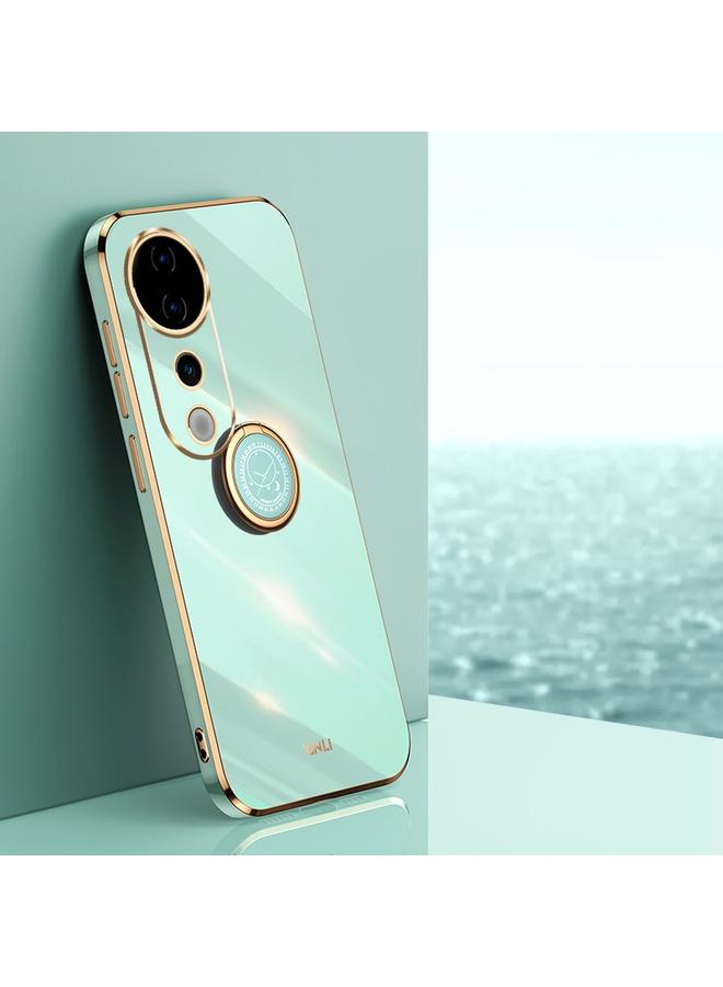 The Bros Case For vivo S19 Pro Straight Edge 6D Electroplate TPU Phone Case with Ring Holder