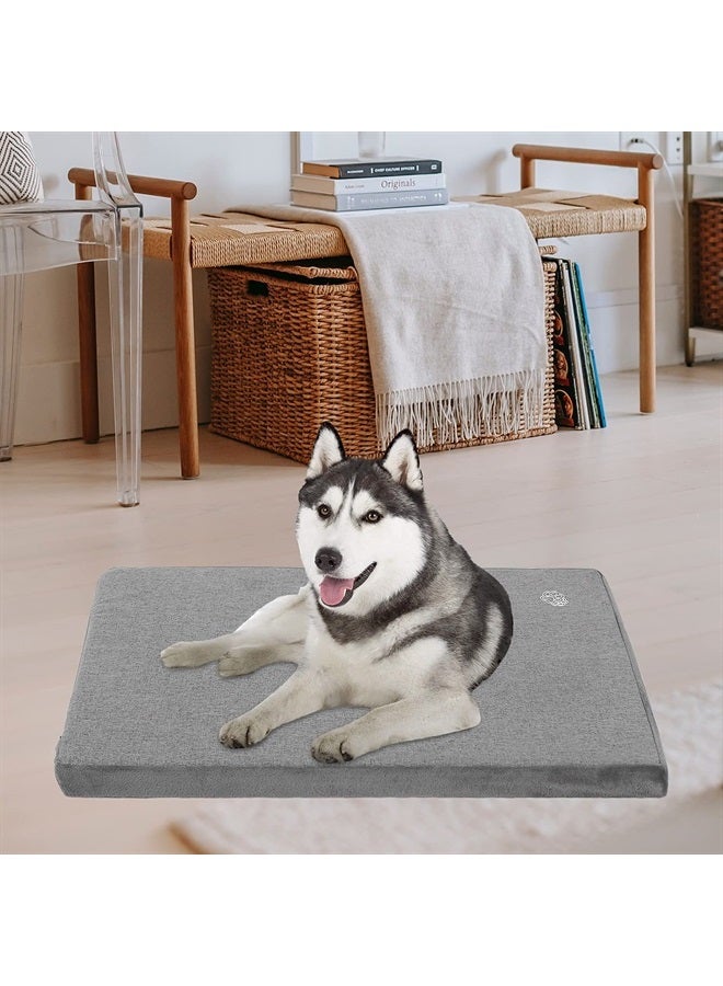 EMPSIGN Stylish Dog Bed Mat Dog Crate Pad Mattress Reversible (Cool & Warm), Water Proof Linings, Removable Machine Washable Cover, Firm Support Pet Crate Bed for Small to XX-Large Dogs, Grey