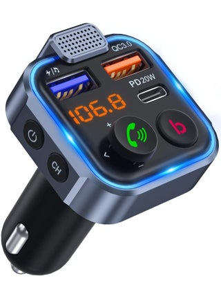 New Design Car FM Transmitter, Wireless Bluetooth 5.0 Radio Adapter Car Kit, PD3.0 Type C 20W+QC3.0 Car Fast Charger, Hands Free Calling, Bass Lossless Hi-Fi Sound Support U Disk - pzsku/ZDA719C292B53D96CA4CCZ/45/_/1700373437/a54bb4cf-7c6b-4682-bcc6-a41fd614a704