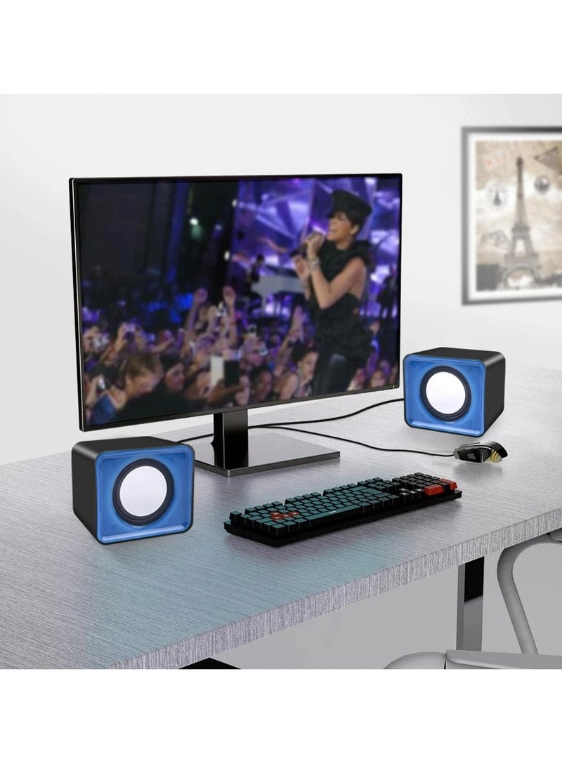 AROAQ مكبرات صوت كمبيوتر ميني، مكبر صوت ستيريو متعدد الوسائط خفيف الوزن وقابل للحمل، مكبر صوت USB أنيق ومتين، مضخم صوت مزدوج قوي مع تأثيرات بيس للكمبيوتر المحمول، (أحمر) - Image 3