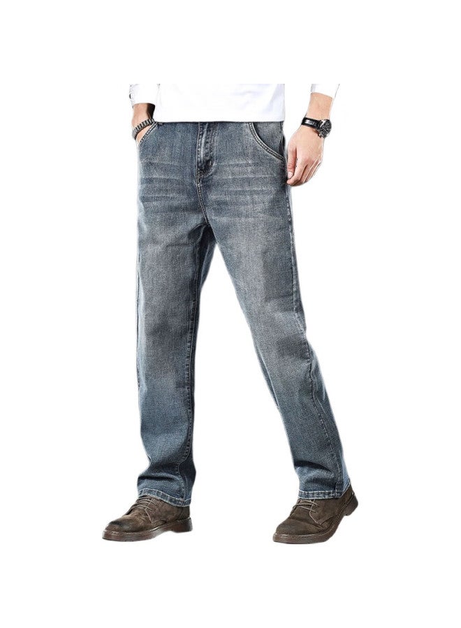 Tucano Men's Straight-leg Jeans, Casual Pants For Spring And Summer, Loose-fitting Elastic Wide-leg Trousers, Blue-gray, Size 32 - Image 2