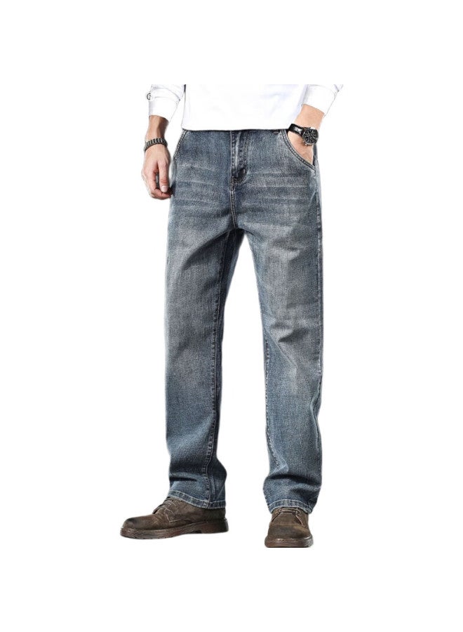 Tucano Men's Straight-leg Jeans, Casual Pants For Spring And Summer, Loose-fitting Elastic Wide-leg Trousers, Blue-gray, Size 32 - Image 3