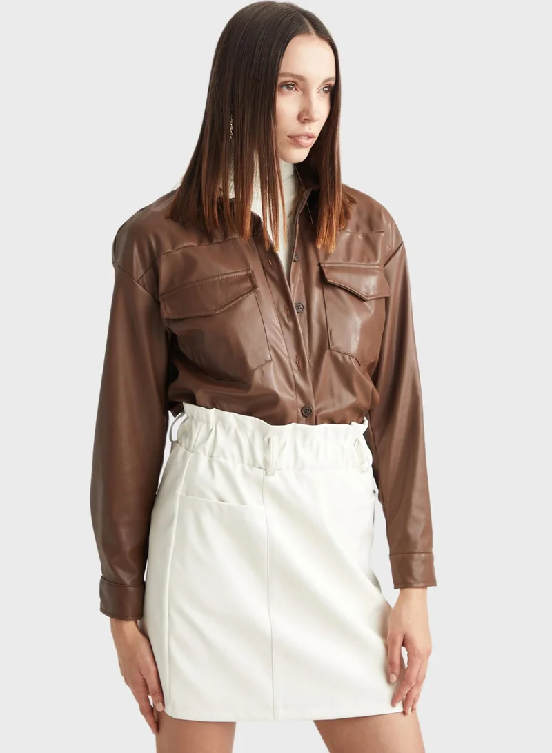 DeFacto Pocket Detail Pu Shirt