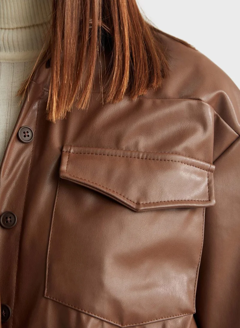 DeFacto Pocket Detail Pu Shirt