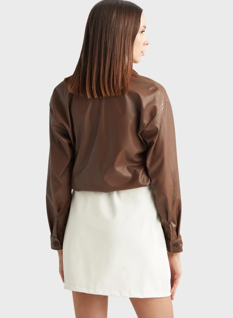 DeFacto Pocket Detail Pu Shirt