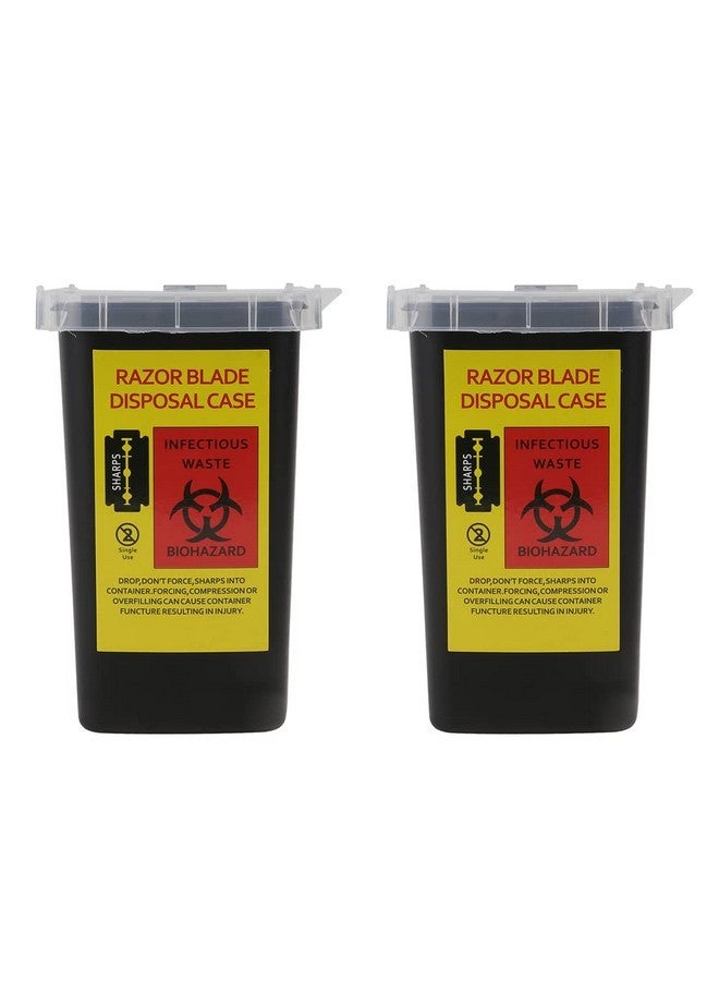 Lurrose 2Pcs Dispenser Case Safety Razor Bank Barber Shop Disposal Storage Container For Used Waste Sharps - Image 1