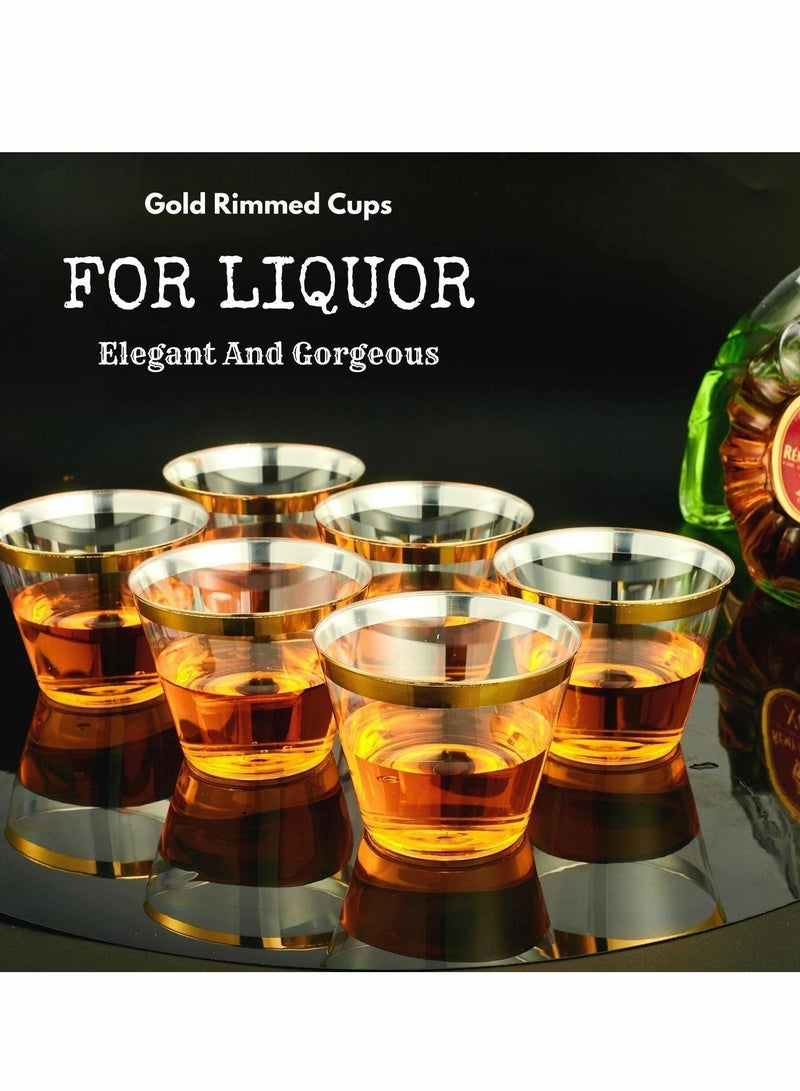 Zikra Gold Rimmed Glitter Cups 9 Oz, Gold Glitter Cups, Gold Plastic Cups For Wedding Reception With Rim , Gold Disposable Cups, Gold Rimmed Plastic Cups, Plastic Cups Disposable, Gold Cups 25Pcs - Image 2