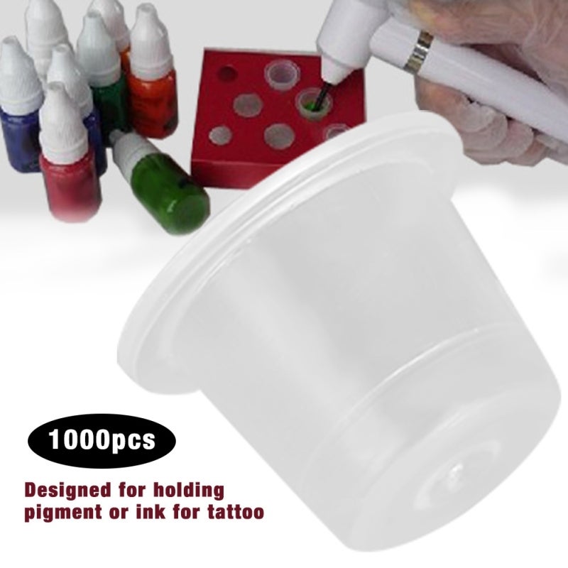 Tattoo Ink Cup: Big Size Wide-brimmed Cup Design Preventing Ink Overflows - Easy Clean And Store Plastic Pigment Holder For Professional Or Home Use - Image 2