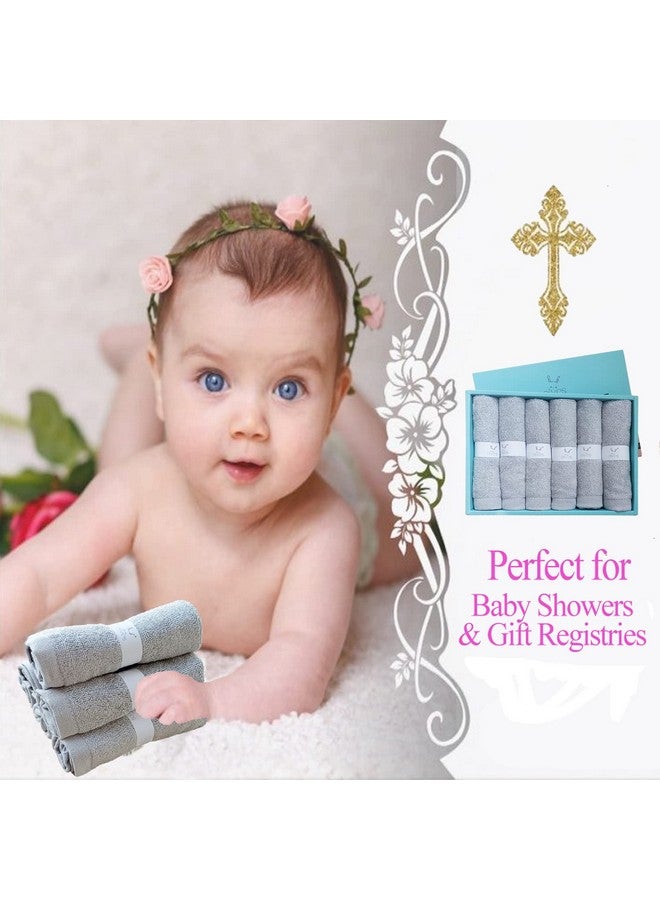 elves منشفة وجه من فسكوز البامبو من إلفز - مناشف ناعمة للبشرة الحساسة للأطفال والبالغين - مناشف عضوية 10'' x 10'' - منشفة وجه قابلة لإعادة الاستخدام لإزالة المكياج - مجموعة من 6 (رمادي) - Image 2