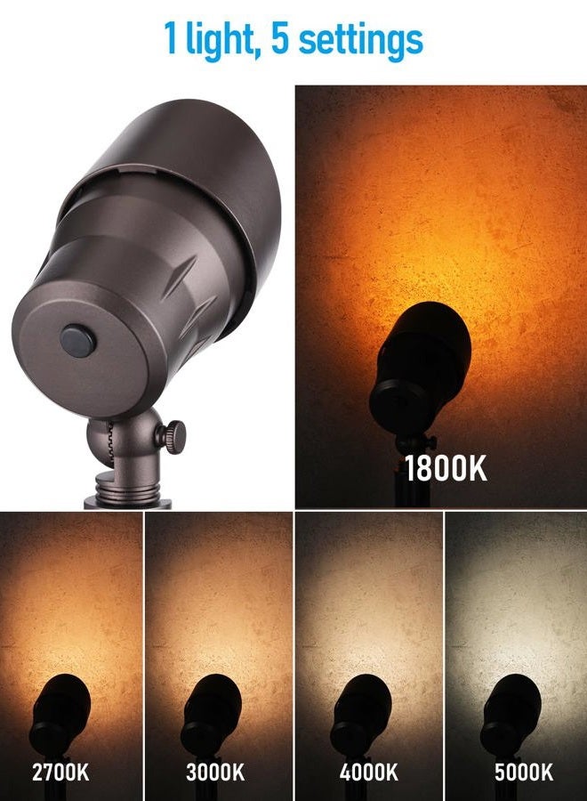 LEONLITE 12-Pack Low Voltage LED Landscape Spotlight, 3000K/4000K/5000K Selectable, 12V-24V AC/DC Die-cast Aluminum Low Voltage Garden Lights, CRI90+ IP65 Waterproof for Outdoor Yard Bush, Bronze - Image 2