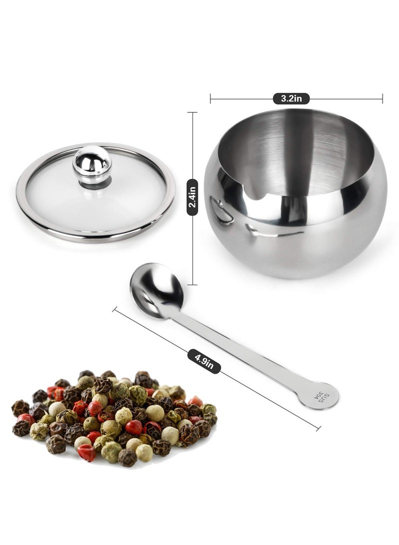 دايتويز وعاء سكر من الفولاذ المقاوم للصدأ مع غطاء شفاف وملعقة سكر، 240 مل (8.1 أونصة) حاوية سكر للمنزل والمطبخ - Image 2