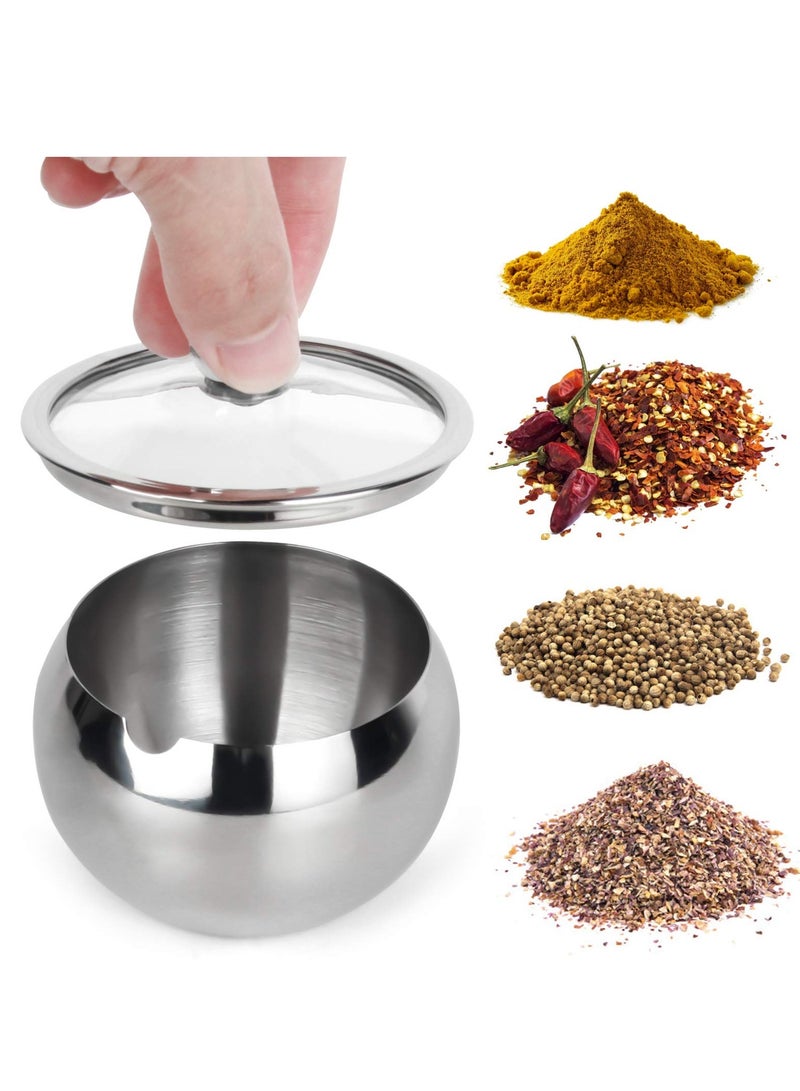 دايتويز وعاء سكر من الفولاذ المقاوم للصدأ مع غطاء شفاف وملعقة سكر، 240 مل (8.1 أونصة) حاوية سكر للمنزل والمطبخ - Image 3