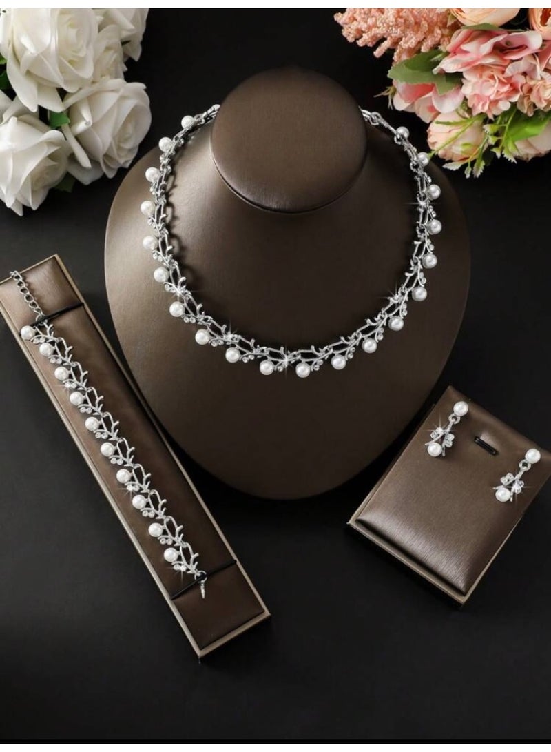 JewelryPalace Amazing Trendy Women's Zirconia Necklace And Earrings And Bracelet  Jewellery Set  - Image 1