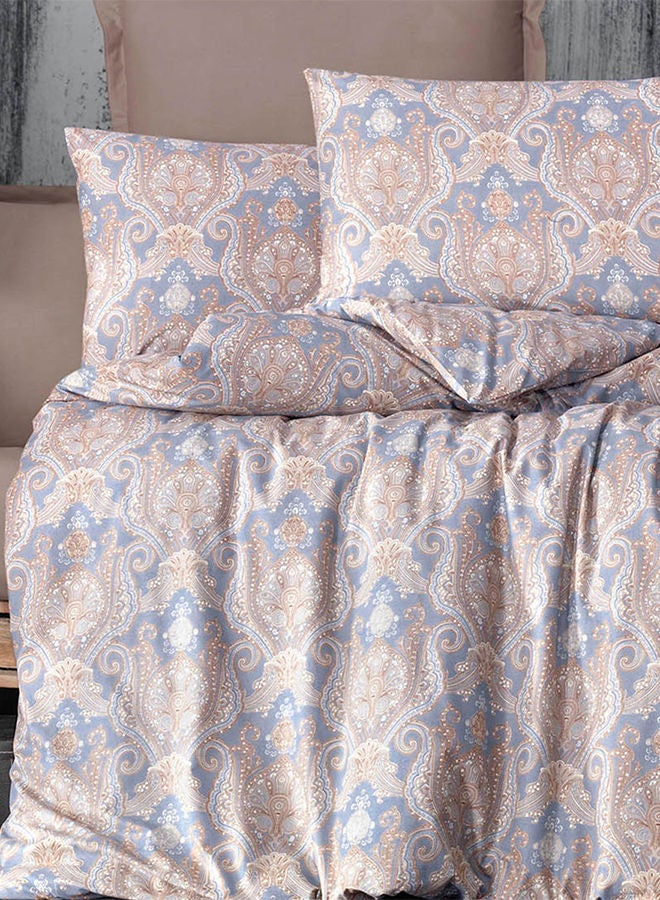 In-House 8-Pieces Ranforse Cotton Comforter Set King Size 260x240 cm - Beige & Blue - 85597  - Image 2