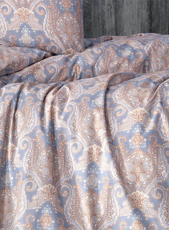 In-House 8-Pieces Ranforse Cotton Comforter Set King Size 260x240 cm - Beige & Blue - 85597  - Image 4
