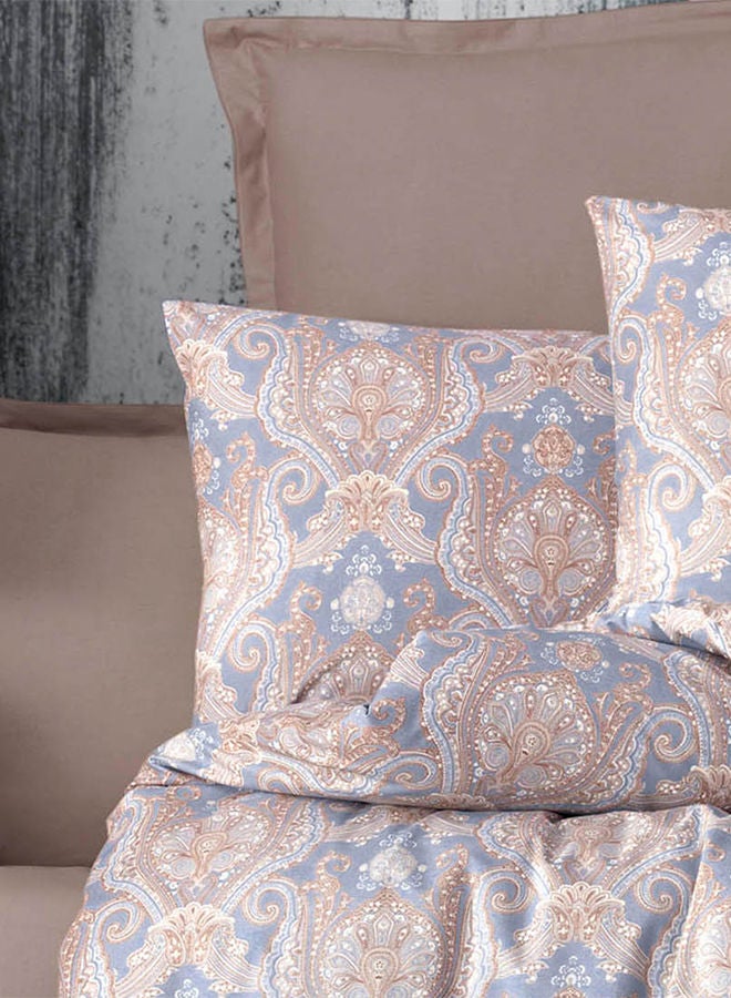 In-House 8-Pieces Ranforse Cotton Comforter Set King Size 260x240 cm - Beige & Blue - 85597  - Image 3