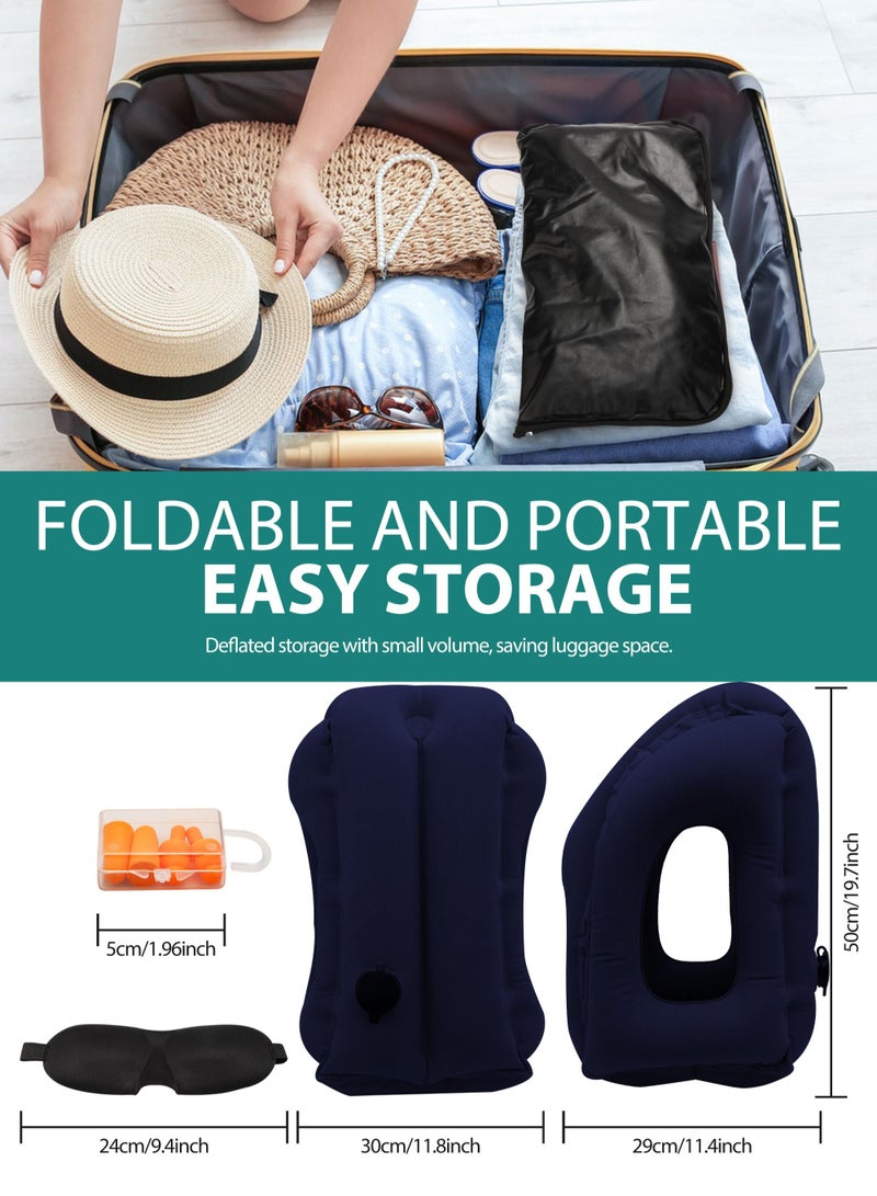 هومار كيت وسادة سفر قابلة للنفخ، وسادة رقبة الطائرة تدعم الرأس والذقن بشكل مريح للطائرات والقطارات والسيارات والقيلولة على طاولة الدرج - Image 4