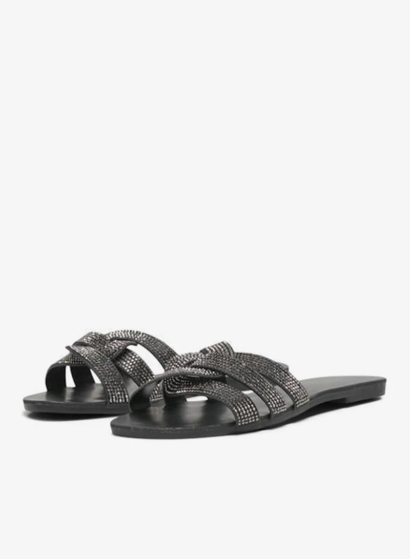 ONLY Cut-Out Strap Design Flat Slide Sandals