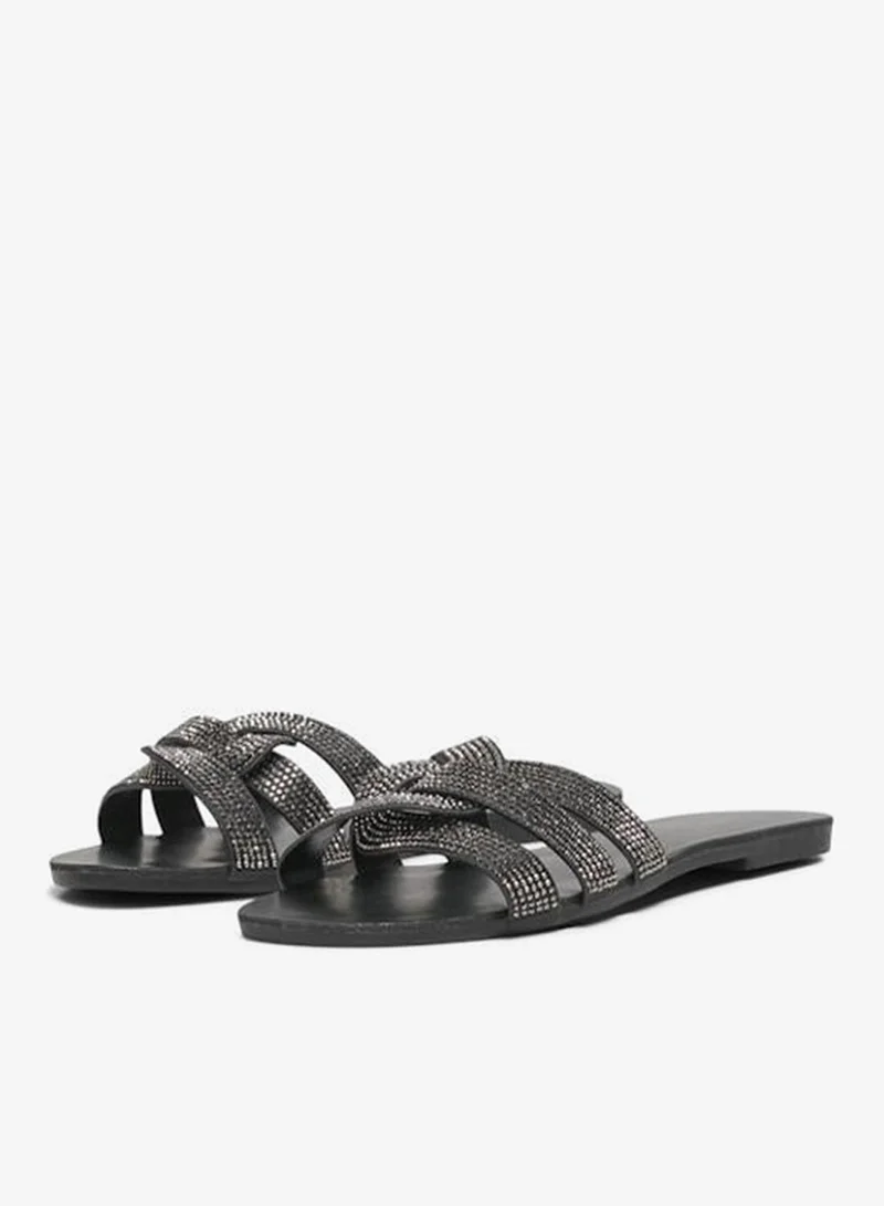 ONLY Cut-Out Strap Design Flat Slide Sandals