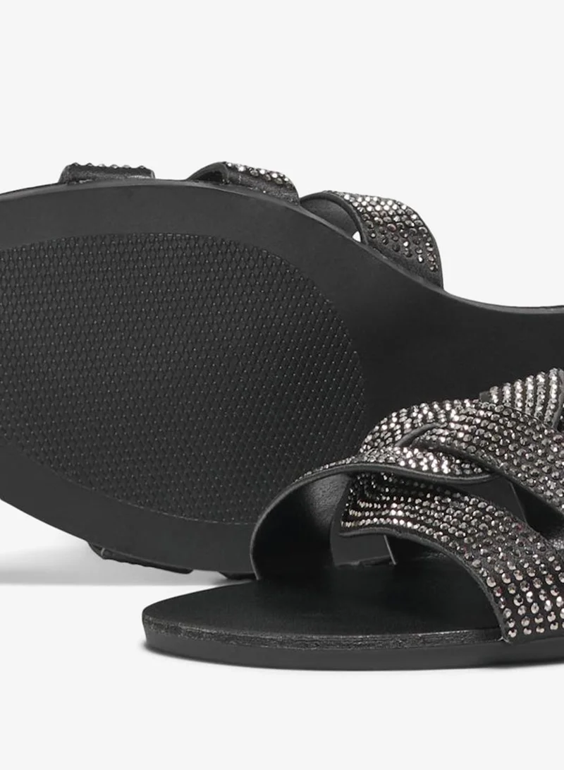 ONLY black Cut-Out Strap Design Flat Slide Sandals for Women | Best Price UAE