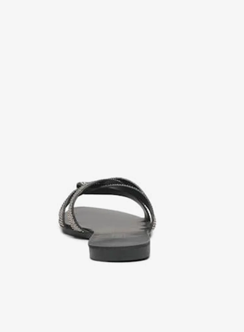 ONLY black Cut-Out Strap Design Flat Slide Sandals for Women | Best Price UAE