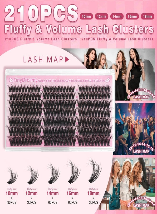 FinyDreamy Lash Clusters Fluffy Eyelash Clusters Wispy Indiviual Lashes DIY Volume Cluster Eyelash Extensions Thick Lashes Clusters by FinyDreamy(10-18mm 210PCS) - Image 3