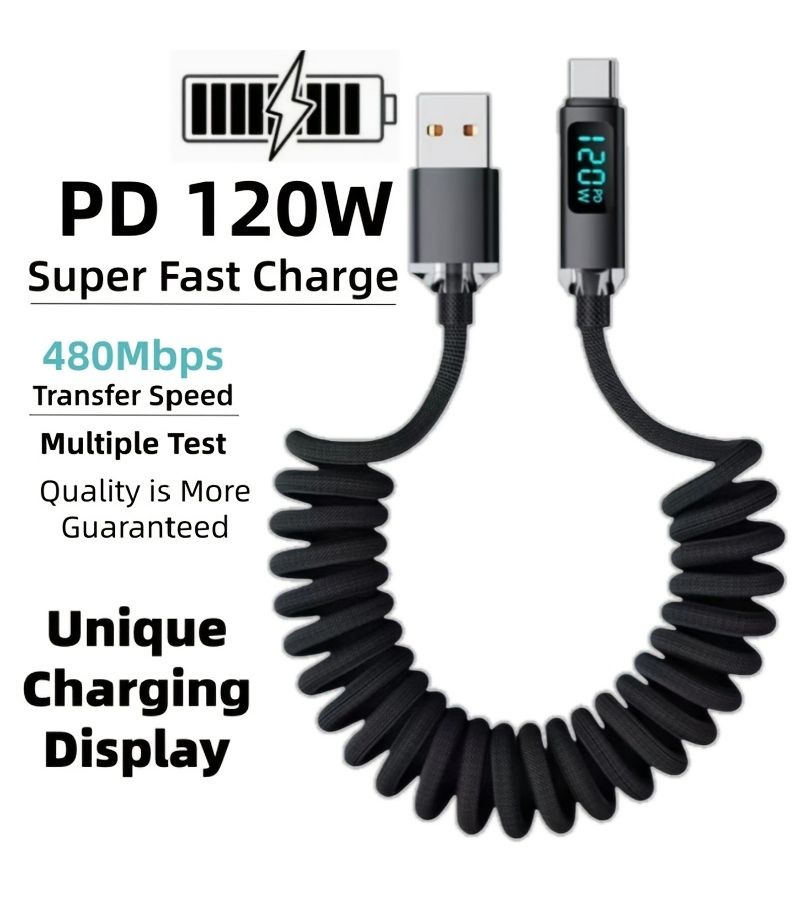 كابل USB A إلى Type C سريع الشحن ونقل البيانات 3A بطول 39.37 إنش، مضفر من النايلون وقابل للسحب، للهواتف - Image 2