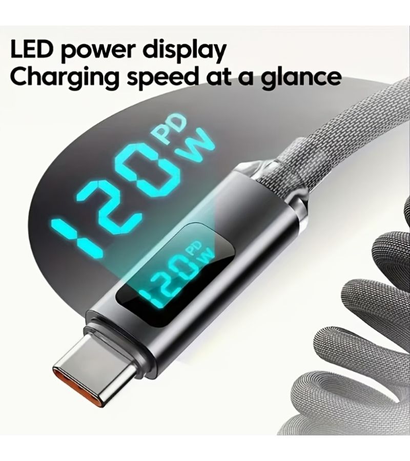 كابل USB A إلى Type C سريع الشحن ونقل البيانات 3A بطول 39.37 إنش، مضفر من النايلون وقابل للسحب، للهواتف - Image 3