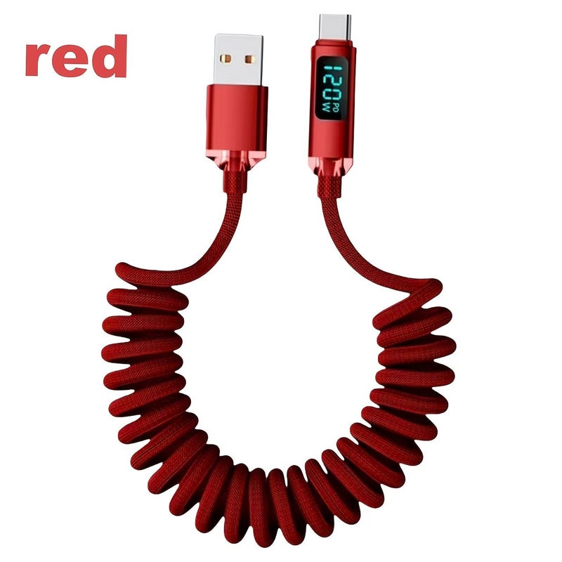 كابل USB A إلى Type C سريع الشحن ونقل البيانات 3A بطول 39.37 إنش، مضفر من النايلون وقابل للسحب، للهواتف - Image 1