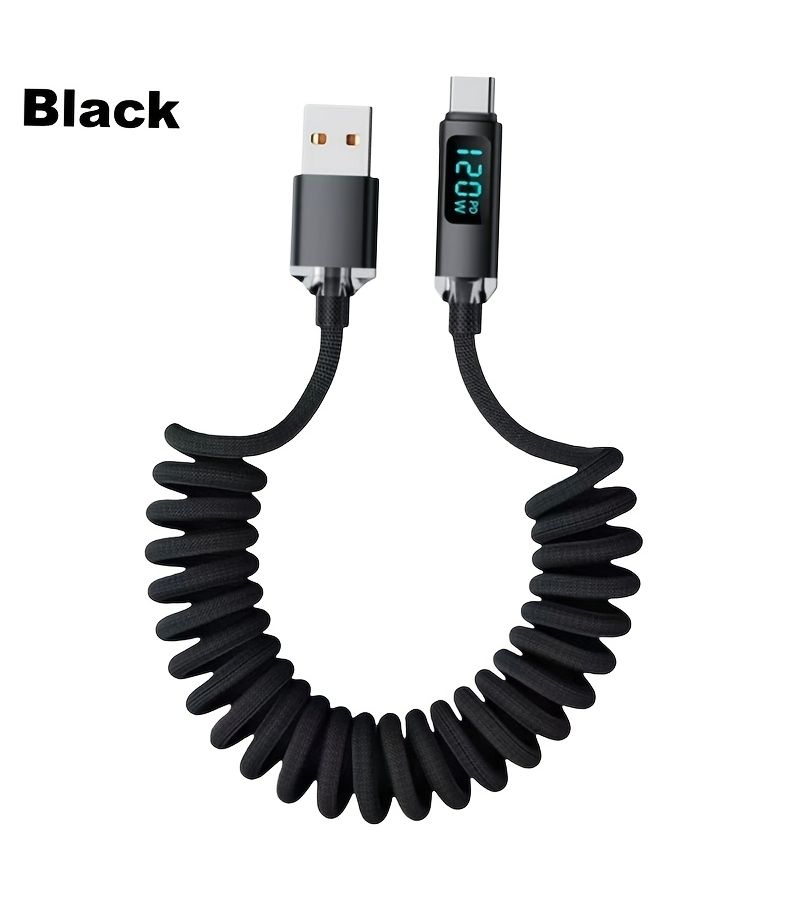 كابل USB A إلى Type C سريع الشحن ونقل البيانات 3A بطول 39.37 إنش، مضفر من النايلون وقابل للسحب، للهواتف - Image 5